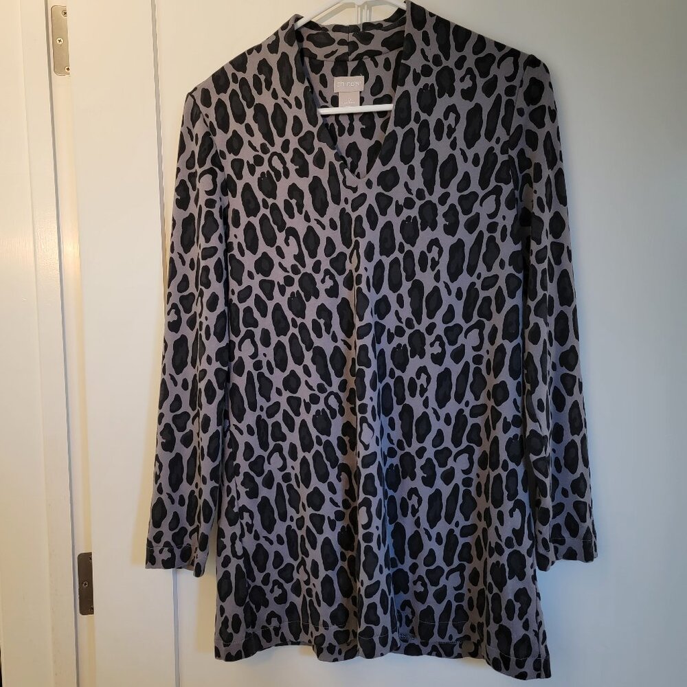 Tunic Top Animal Print Leopard Print Black Gray Women Size Small